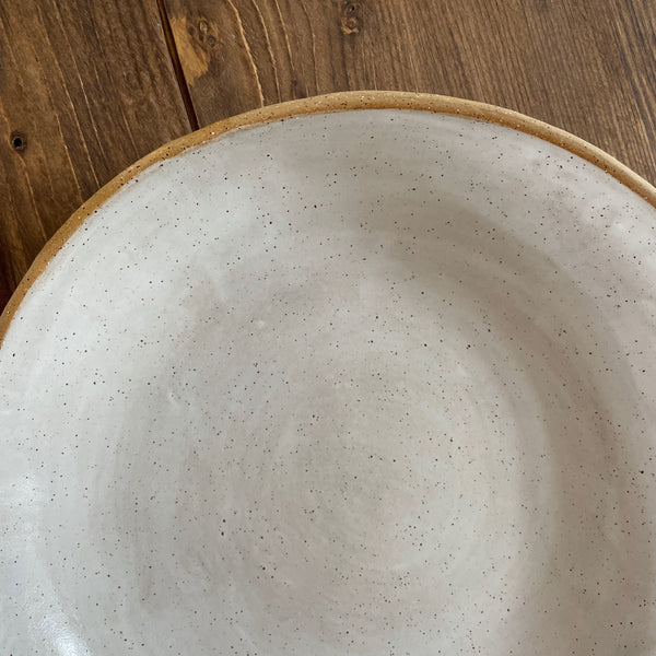 WHITE SPECKLE Shallow Serving Bowl